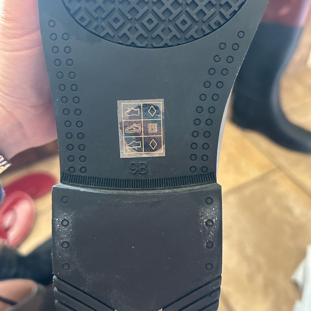 Tory Burch Black and Brown Logo Rain Boots - Picture 2 of 2
